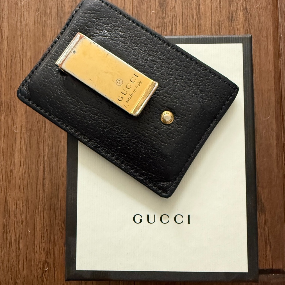 Gucci Black Leather Money Clip & Cardholder